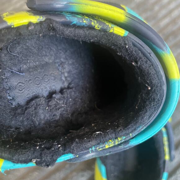 Crocs Classic Lined Clogs Baby Size 4  Multicolor Marbled Blue Navy Yellow - Picture 6 of 8